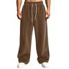 Pantalones de pana para hombre de cintura alta con bolsillos de corte holgado pierna recta ancha color casual
