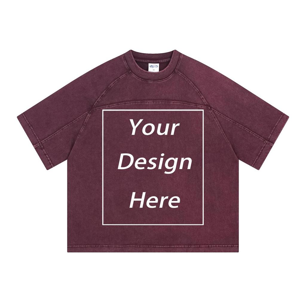 285 GSM 100% bavlněné prané tričko s potiskem na míru pro muže, personalizované tričko