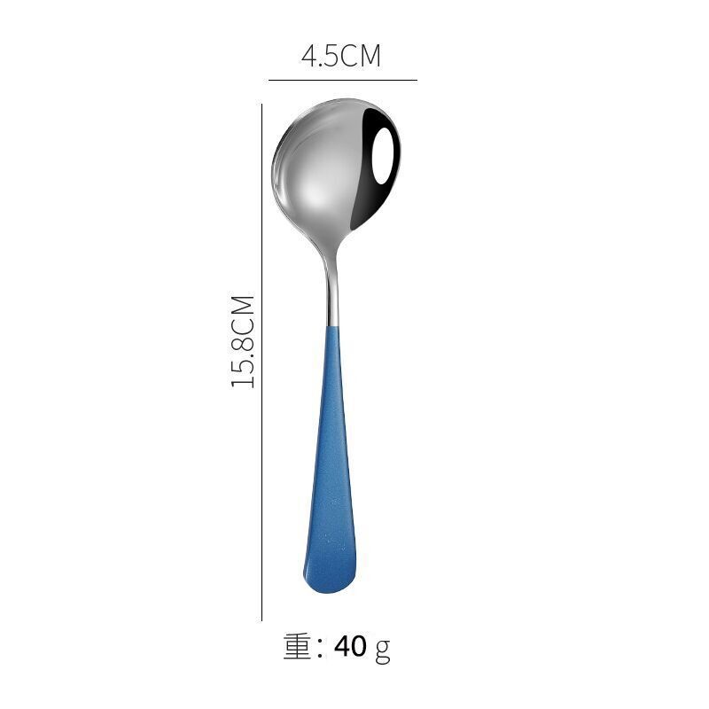 1Pc Round Stainless Steel Soup Spoon 16cm Dishwasher Safe Coffee Dessert Stirring Spoon for Home Kitchen