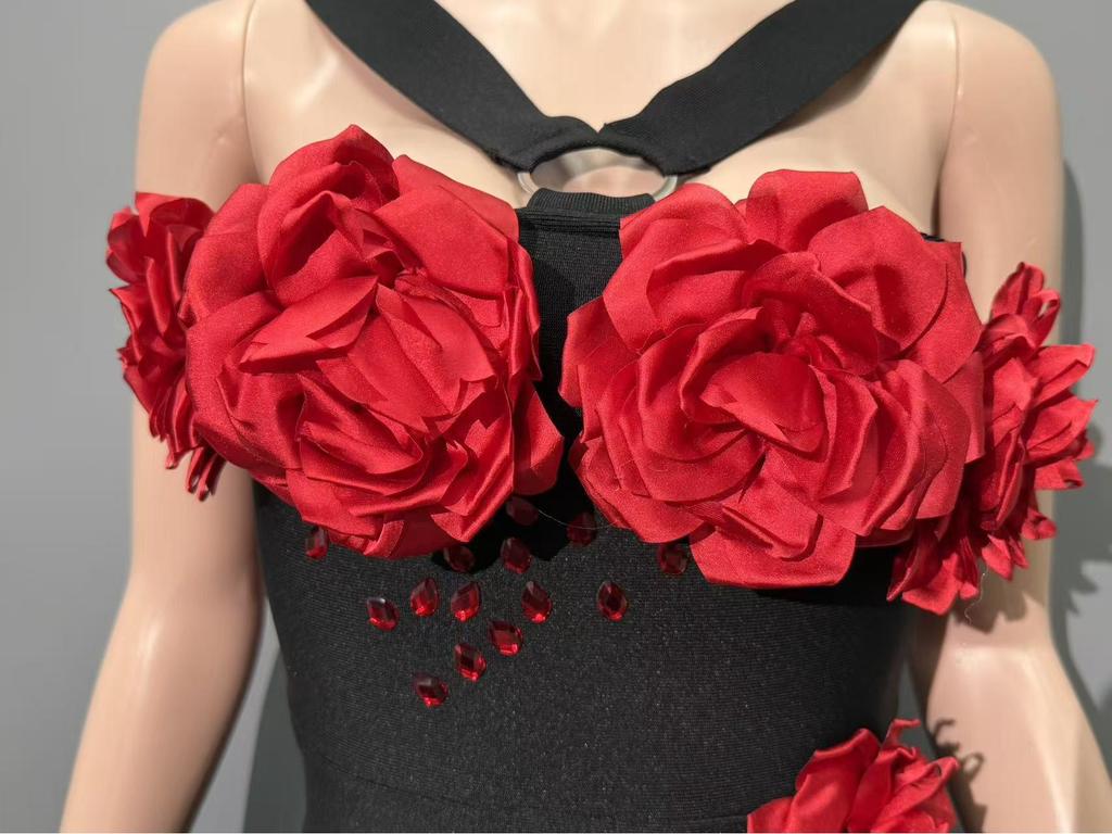 Floral One-Shoulder Bandage Party Dress - European & American African Fashion