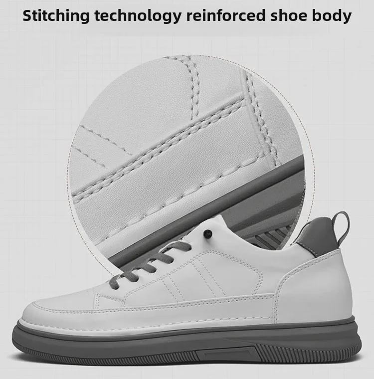 Autumn Men's White Height-Increasing Shoes 8cm - Korean/British Casual Fashion Shoes 