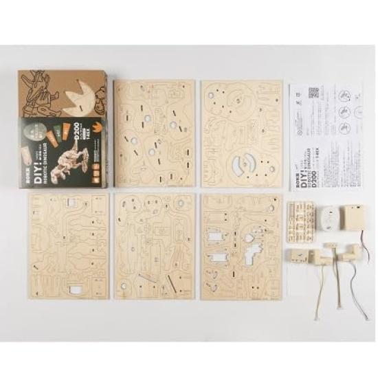 3D Wooden Puzzle Dinosaur Series with Japanese Instructions Tsukurundesu® Battery-Operated (Large Tyrannosaurus)