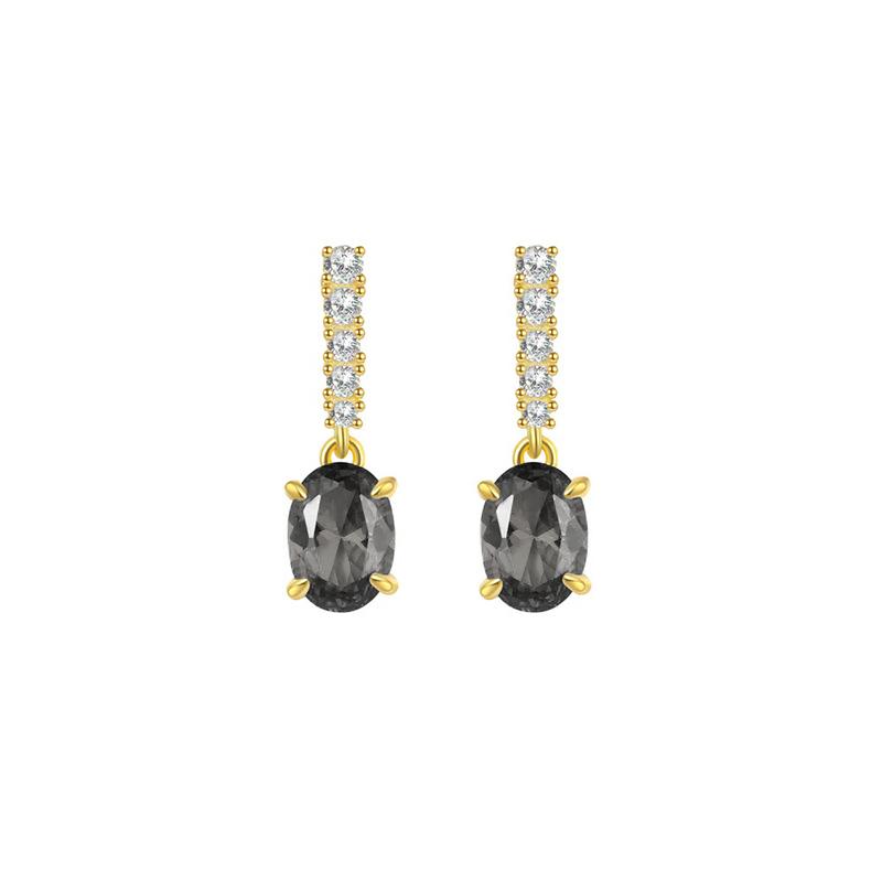

925 Silver Needle Luxury Black Crystal Heart Stud Earrings for Women Fashion Geometry Gold Earrings Trend Jewelry Gifts