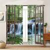 2 Pieces Stunning Forest Waterfall Landscape Curtain for Home Decor Rod Pocket Window Treatment for Bedroom Office Kitchen