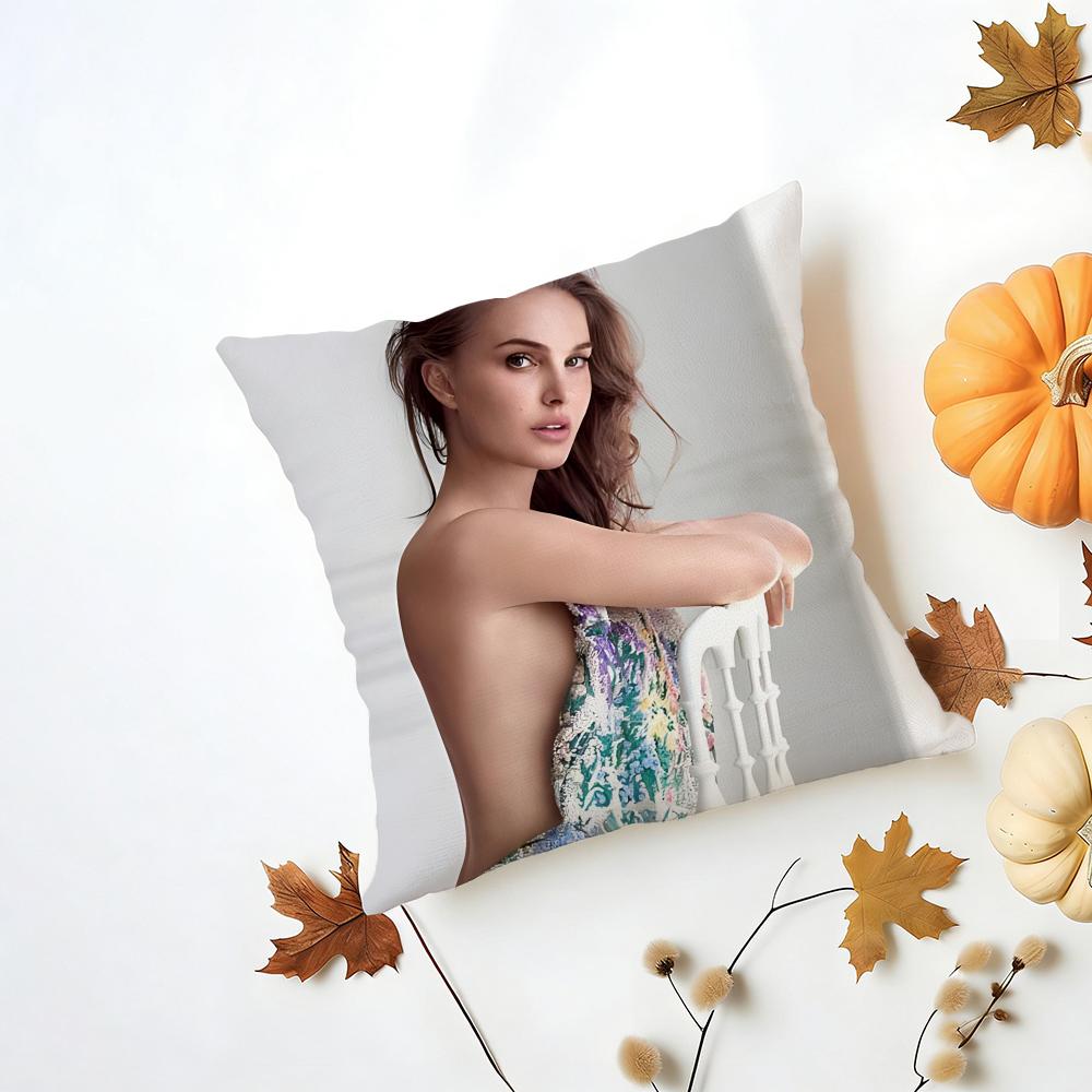 NNatalie Portman Cushion Cover Washable Linen Pillowcase Soft for Daily Sofa Bed Home Room Decor