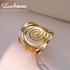 Lucktune Vintage Swirl Spiral Stainless Steel Rings for Women Men Triskel Triskelion Celtics Knot Rings Amulet Irish Jewelry