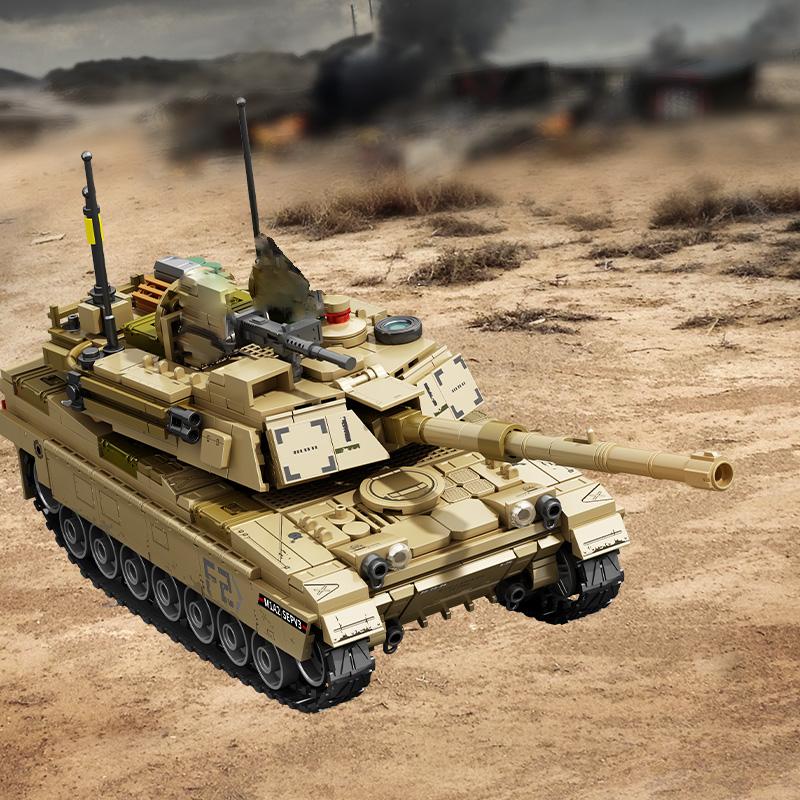 Non-Toxic Sembo Block Usa Military M1A2 Abrams Main Battle Tank Building Blocks Moc Ww2 Weapon Bricks Toys For Children Kids Halloween Gifts