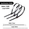 Reusable Nylon Cable Tie with Releasable Buckle - Black & White