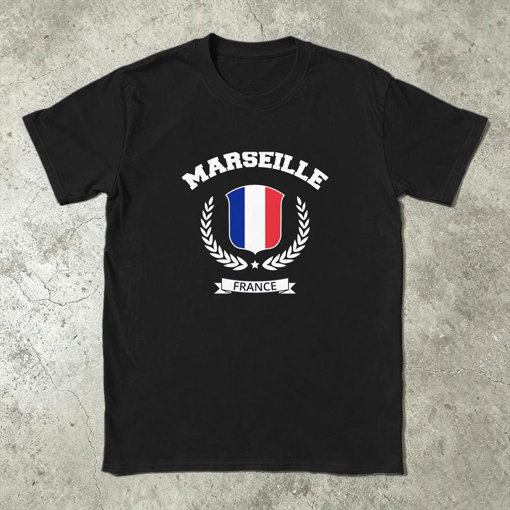 Marseille France Tshirt Summer Cotton T Shirts For Unisex Hip Hop Pattern Tshirt Shortsleeve Classic Clothes