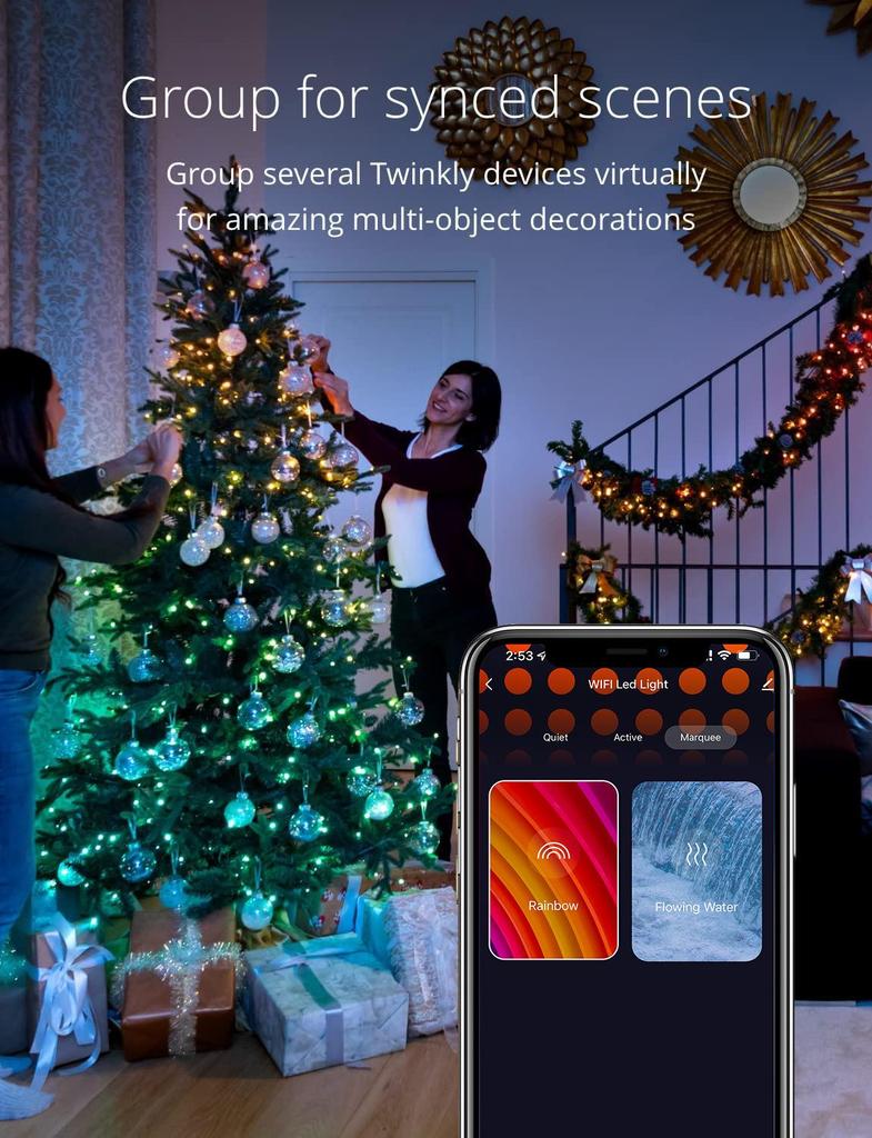 Tuya Smart WiFi Fairy Lights: Colorful LED String Lights for Christmas, Holidays, and Parties.