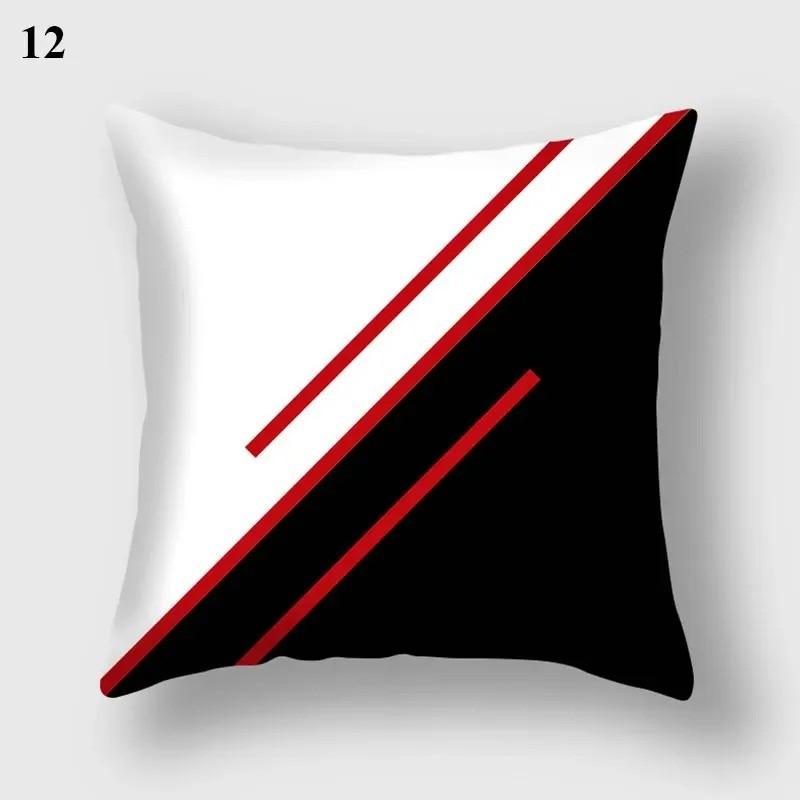 Geometric Red Black White Patterned Cushion Pattern Cushion Cover Suitable For Sofa Bedroom Car Pillow Cover