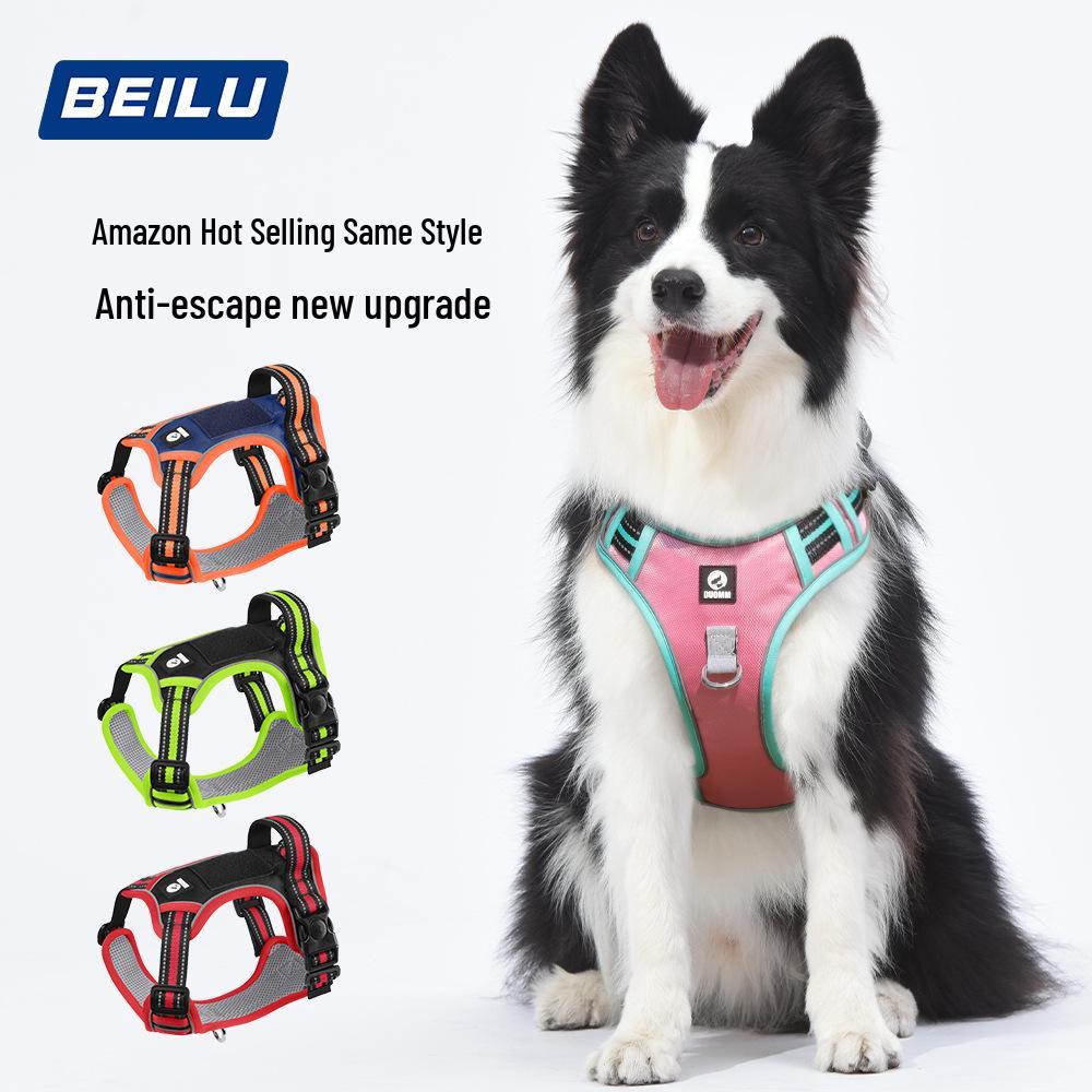 Large Dog Vest-Style Harness with Velcro & Shock-Resistant Leash