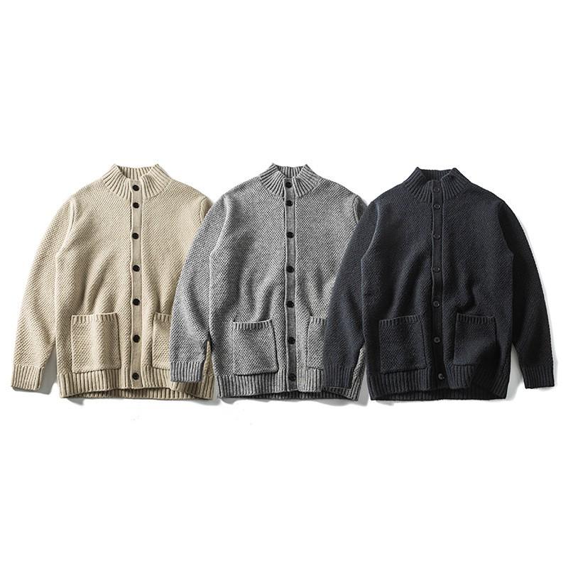 Unisex Oversized Ribbed Hem Knit Cardigan With Stand Collar Pineapple Casual Sweater Fall