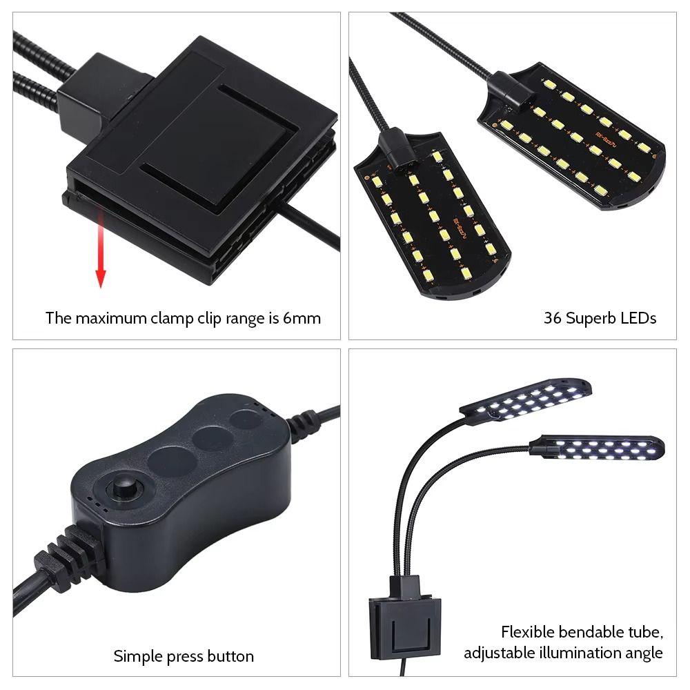 White Light Fish Tank Clip Lamp Flexible Bendable Fish Tank Light Landscape Lamps  Home Aquariums