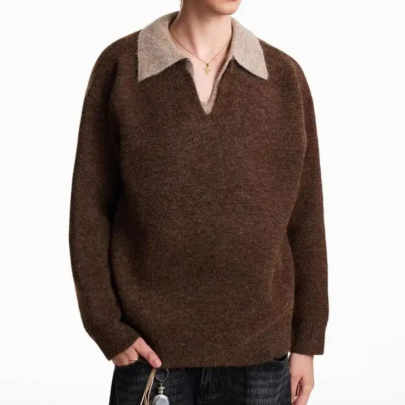 Men's Clothing Polo-Neck Casual Knitted Pullovers