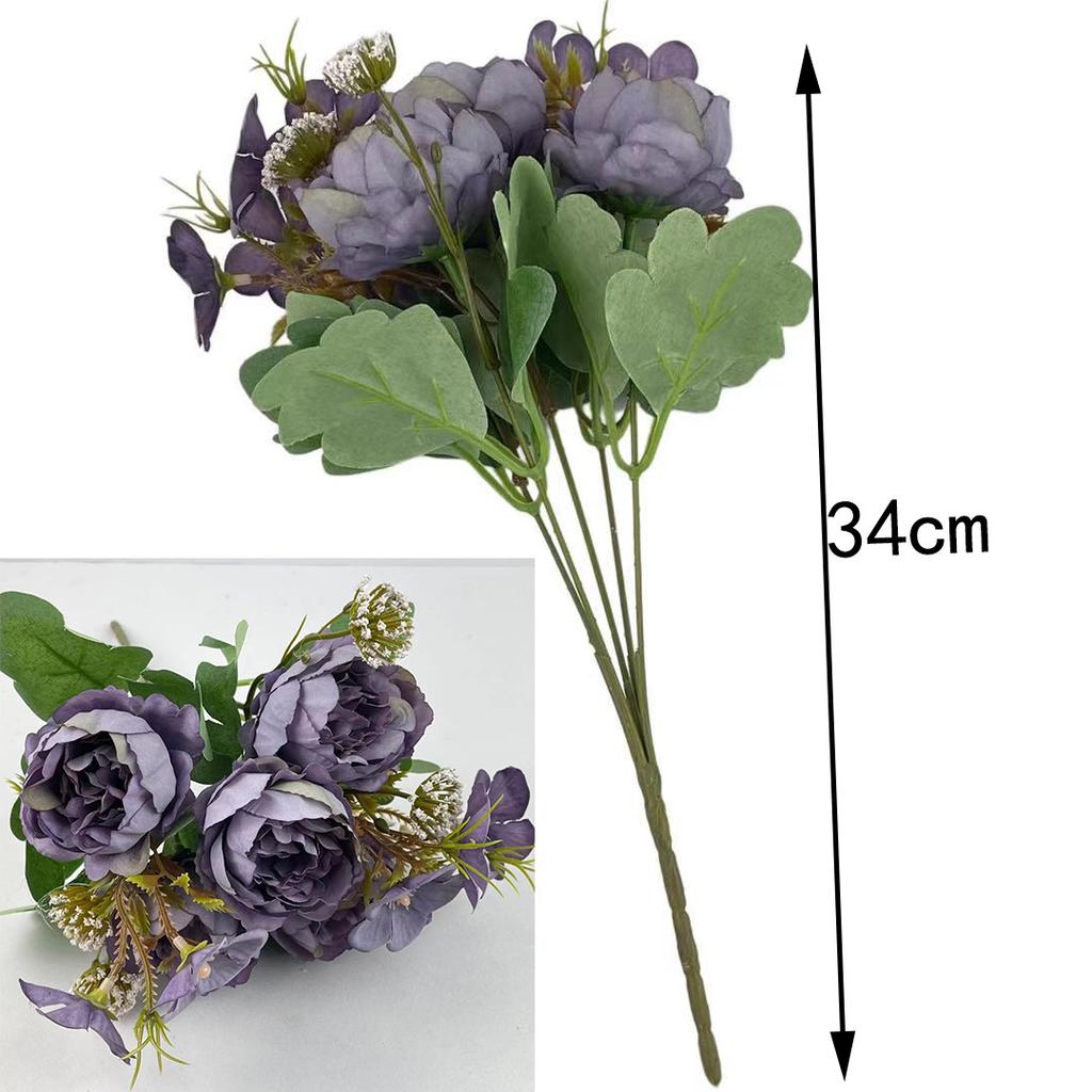 Simulated Peony Bouquet Silk Fake Flowers Valentine's Day Gift Holiday Party Decoration Purple White Flower Artificial Peonies