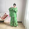 Women's Plus Size Ice Silk Jacquard Pajama Set - Nine-Sleeve Top and Long Pants