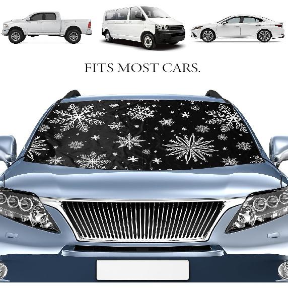BBTO 2 Pcs Windshield Cover for Ice and Snow 210T Silver Coated Waterproof Frost Cover 69 X 42 Inches All Seasons Windshield Protector with Elastic