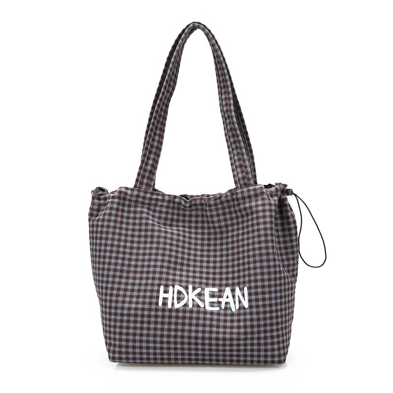 Plaid Shoulder Bag Large Capacity Women s Tote Bag светло-синий