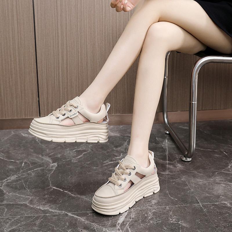 Platform Sandals Women's 2025New Summer Fashion Hollow Out Casual Shoes White Height Increased Non-slip Flats Sandalias De Mujer