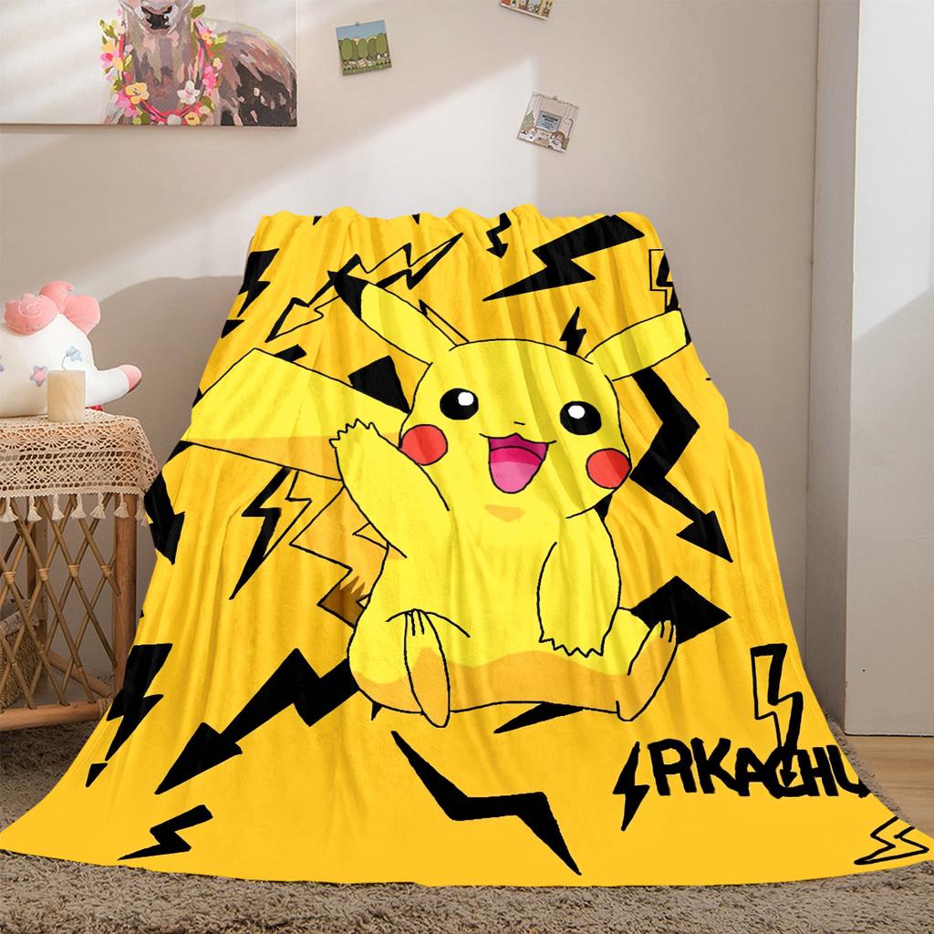 Pikachu Luxury Flannel Lightweight Blanket Home Decor Sofa Bed Travel Cover Family Gift For All-Season LXR118