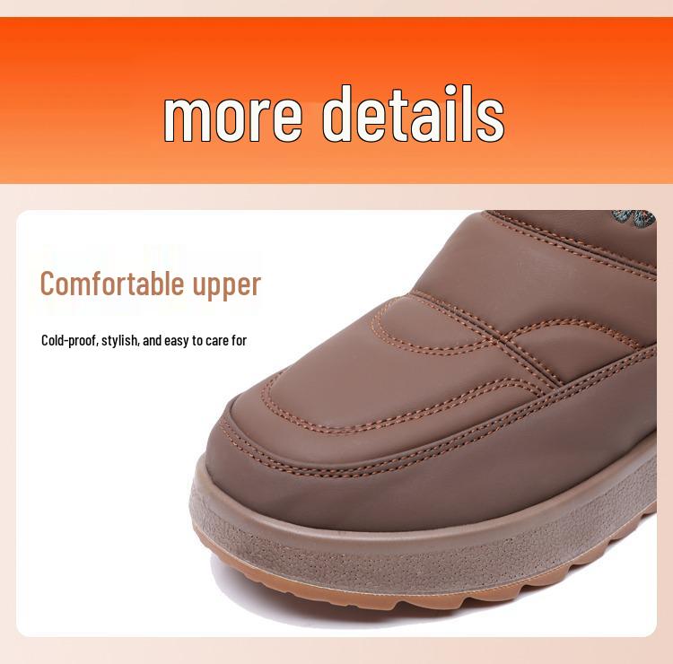 2025 Women's Old Beijing Thick Sole Snow Boots - Slip-on Cotton Shoes with Plus Velvet for Winter Warmth