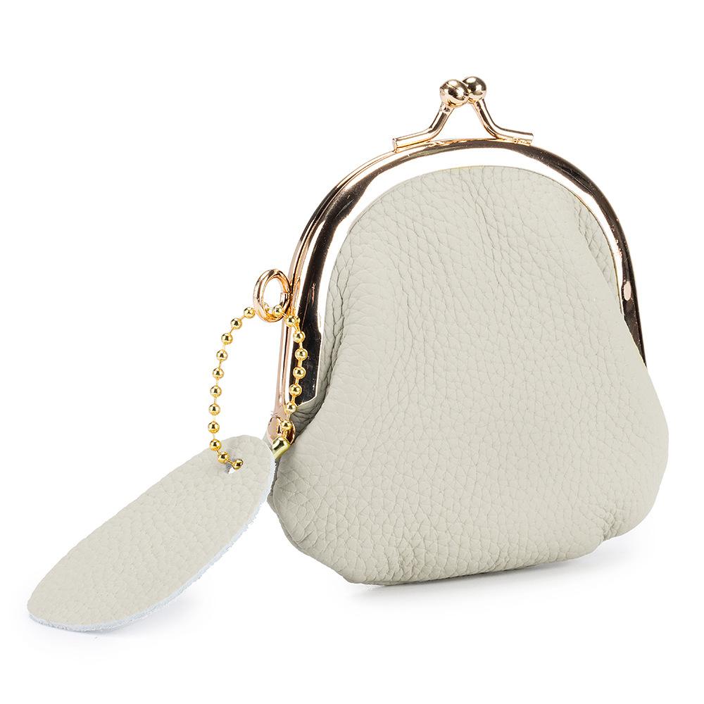 

Новая компактная ретро сумка для мелочи из первого слоя коровьей кожи для девочек, европейско-американская монетница, сумка для хранения, мини-сумка-клипса бежевый