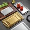 Thick Rectangular Tray Stainless Steel Food Storage Trays Sushi BBQ Flat Bottom Shallow Dishes Fruit Vegetable Plate Baking Pan