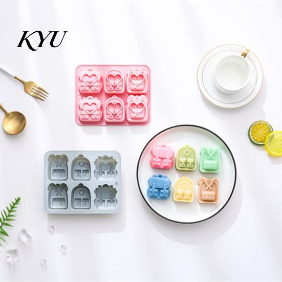 Durable Ice Cube Tray Backpack Silicone Mold, 6 Cavity School Bag Shape Baking Tool, Food Grade Mold Flexible for Chocolate And Fondant Jelly Desserts
