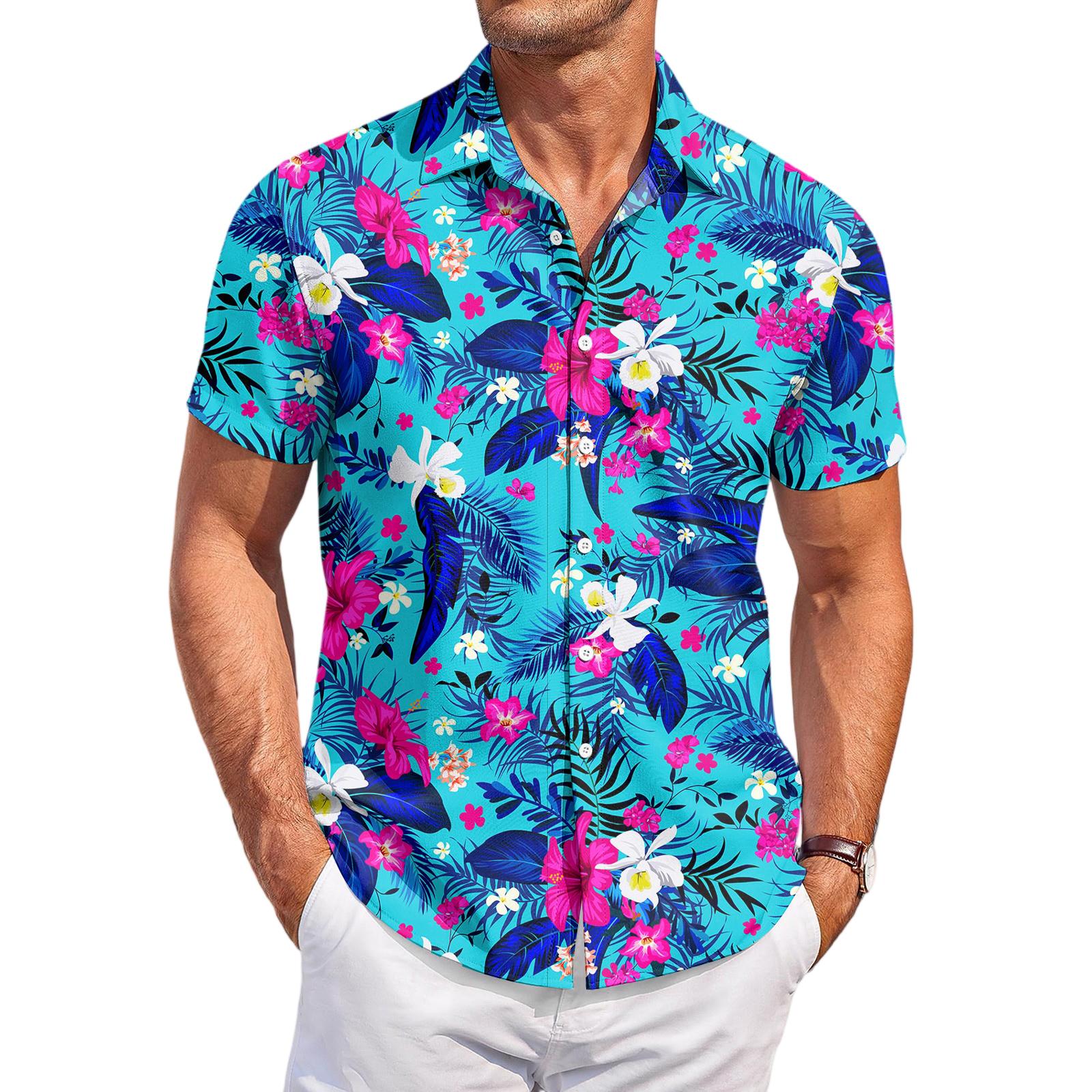 

Чоловіча повсякденна модна сорочка з коротким рукавом з принтом M