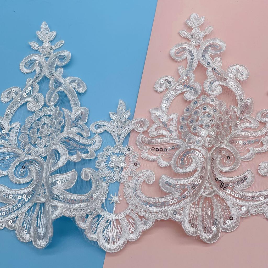 50Yard Car Bone Lace, Wedding Dress Children'S Clothing Accessories, Silver Beads, Three-In-One Lace, Width 22Cm