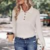Spring and Autumn Women's Blouse Lapel Solid Color Comfortable Casual Long Sleeve Knit Top