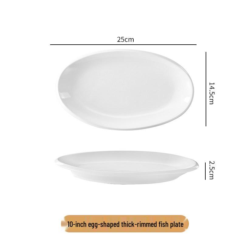 18-inch Japanese Style Pure White Ceramic Wok Plate - Thick Edge Steaming Fish Plate for Home or Restaurant Use