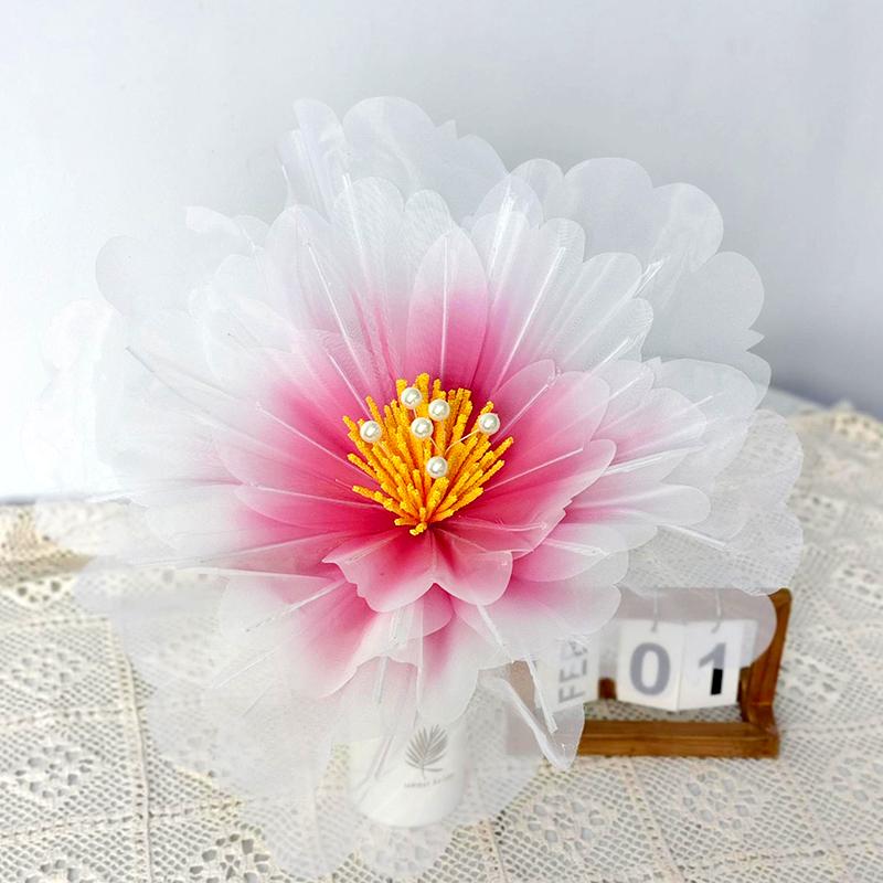 1Pc Wedding Decoration Outdoor Activity Decoration Fluffy Petals Window Decoration Artificial Peony Large Mesh Yarn Beautiful