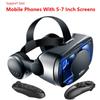 3d vr óculos inteligentes fone de ouvido capacete realidade virtual smartphone visão tela cheia lente grande angular com controlador fone de ouvido 7 Polegada