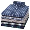 New Pure Cotton Brushed Men Casual Plaid Shirts Long Sleeve Soft Autumn Checked Design Business Male tops with pocket