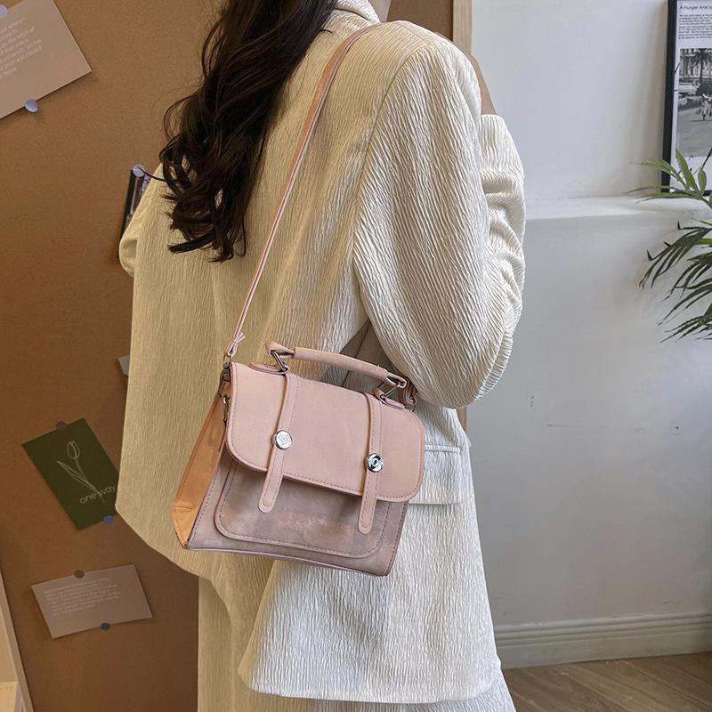 Korean Version of Fashionable Texture Versatile Ins Handbag 2025 Spring and Summer New Foreign Style Solid Color Messenger Bag Small Square Bag