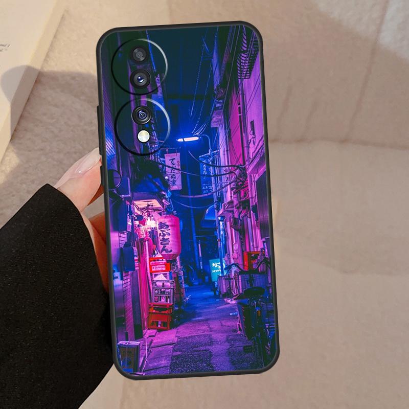 Japanese Night City Aesthetic For Honor Magic V5 5 6 7 Pro Case For Honor 200 400 Lite 50 70 90 X8a X8b X9a X9b X9c Cover