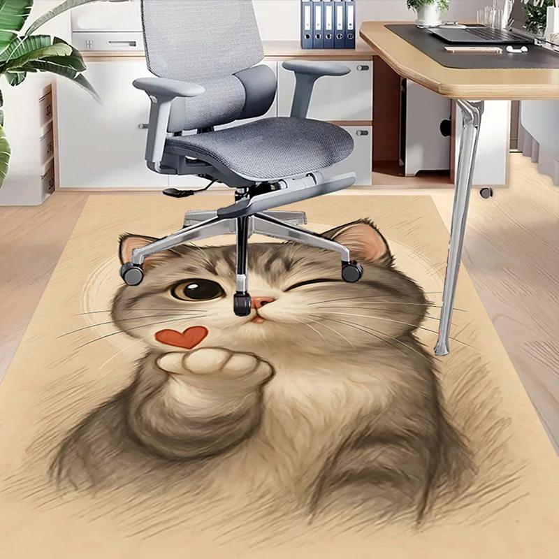 1PC cat love Non-Slip Floor Carpet Compatible for Office&Living Room&Bedroom&Dining room - Flat-Weave Machine-W307