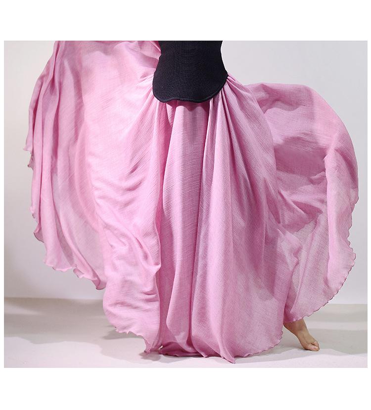 Mori Girl Cotton Linen A-Line Skirt: Elastic Waist, Long Solid Color, National Style Swing