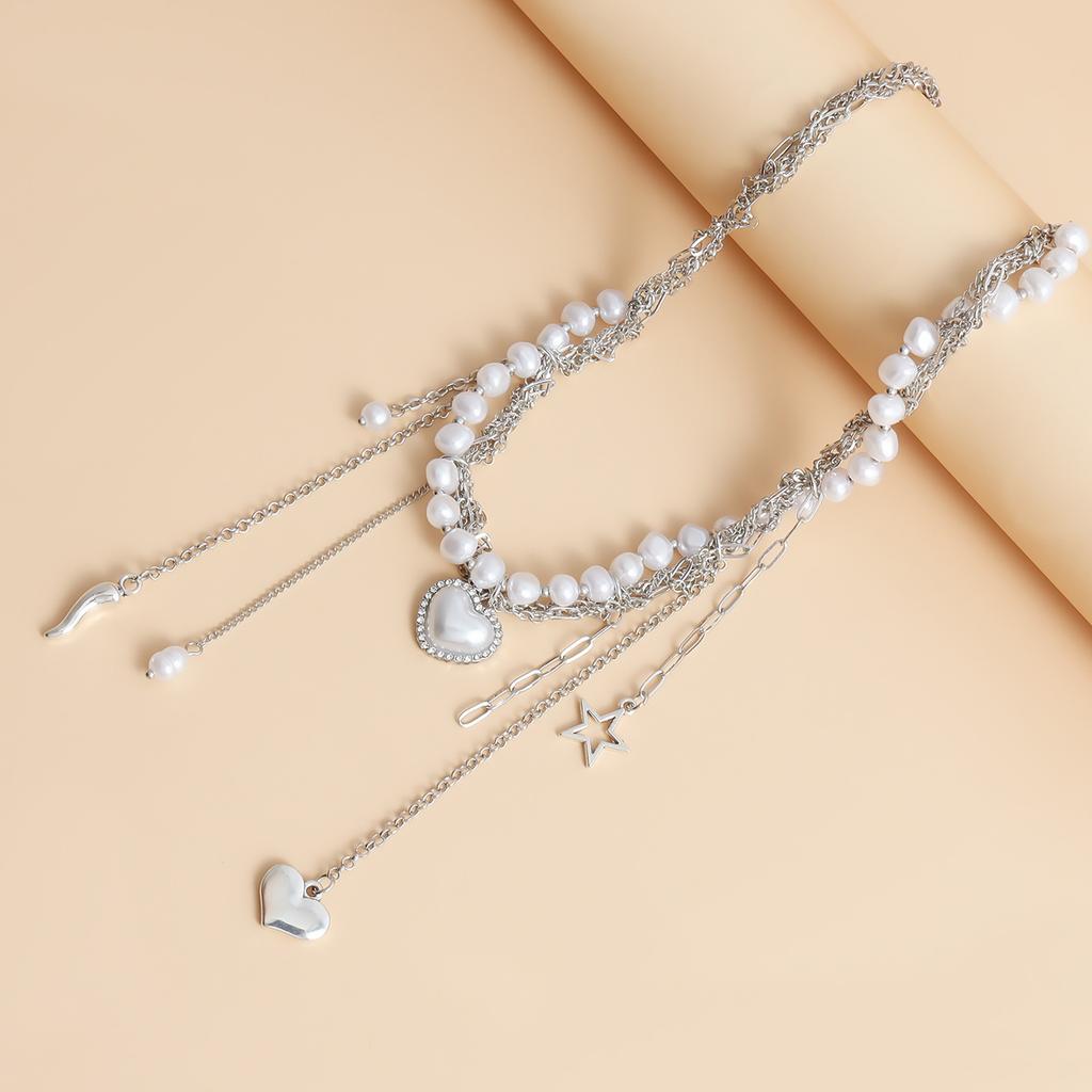 Colier Elegant Multifuncțional cu Perle, Charm, Pandantiv cu Inimă, Designuri Elegante pentru Ocazii Speciale, Ținute Stilate