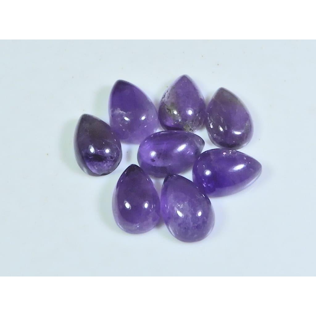 8X12MM Natural Amethst Ring Size Pear Cabochon Loose Gemstone 8Pcs Lot 27Cts A-432