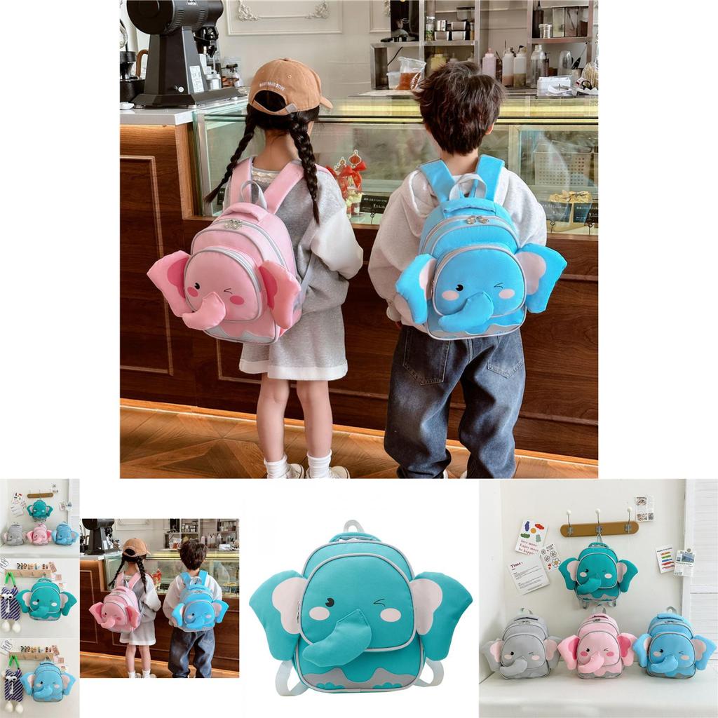 Cute Lightweight Elephant Children's Backpack For Boys And Girls Ages 3 To 6 In Blue Grey Pink And Green