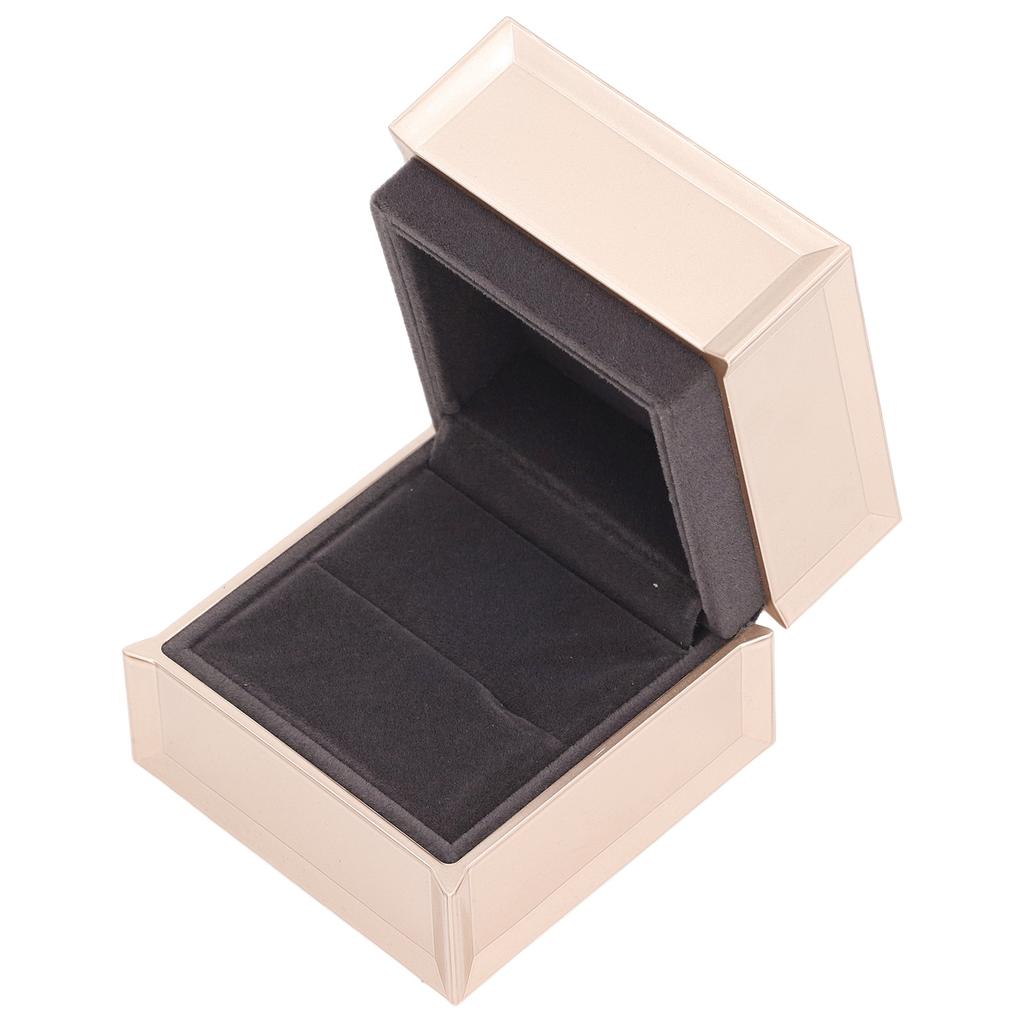 Champagnefärgad LED-ringlåda Sammet Bröllop Lyxig ringfodral Smyckespresentlåda med LED-ljus för