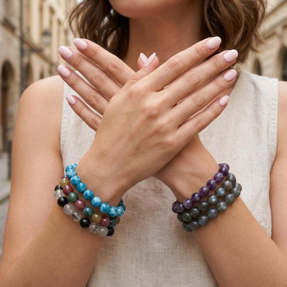 Unisex Retro Minimalist High-Transparency Crystal Bracelet, Stackable & Versatile Hand Accessory