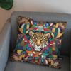 2D Buntes Geometrisches Leopardenmuster Kissenbezug Muster Kissenbezug Geeignet für Sofa Schlafzimmer Auto Kissenbezug