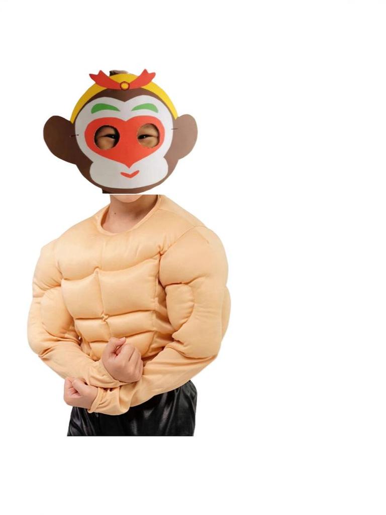 Muscle Man Cosplay T-Shirt with Fake Pectorals and Abs for Boys