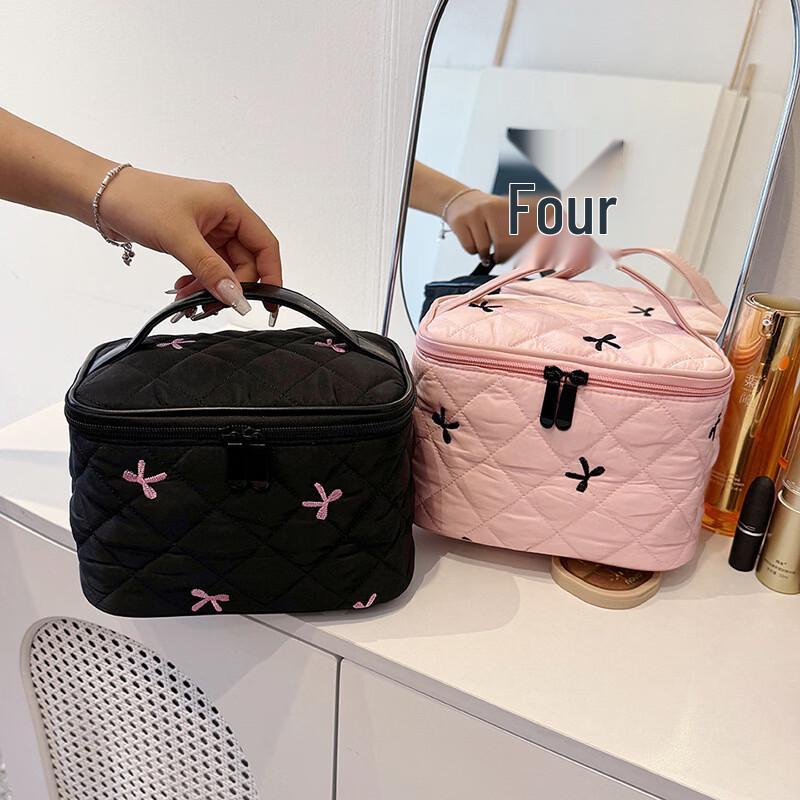 MDNG Embroidered Bow Travel Makeup Bag