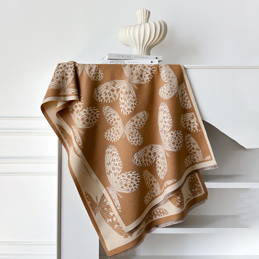 Leopardtryck fjäril enkel mode pendlare resa varm imiterad kashmir halsduk sjal cape kvinnor