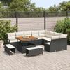 Ensemble de canapés de jardin en 12 pièces avec coussins Rattan poly noir Acacia, Ensemble de salle à manger de jardin 3362555